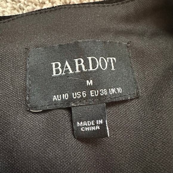 Bardot black velvet n-neck long sleeve midi dress size 6 - Picture 8 of 12